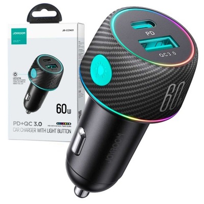 JOYROOM KROVIKLIS AUTOMOBILINĖ SZYBKIE KROVIMAS 60W USB-C I USB-A 