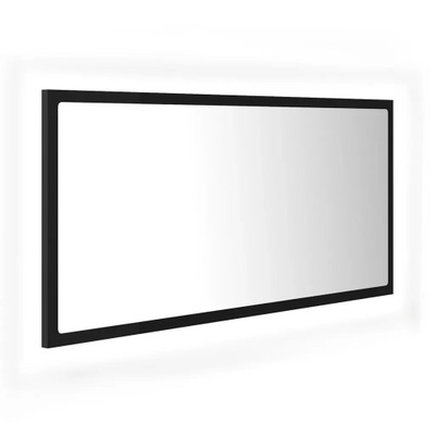 Lustro łazienkowe z LED, czarne, 90x8,5x37 cm, płyta wiórowa