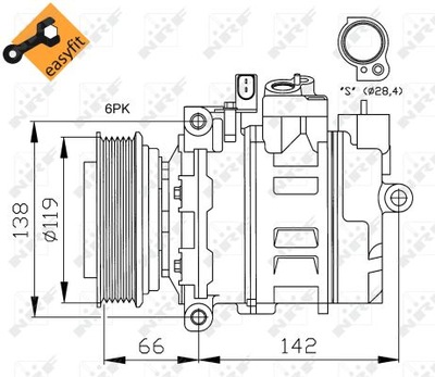 КОМПРЕССОР КОНДИЦИОНЕРА VW 7SBU16C