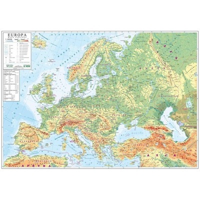 Europa 1:4 500 000. Mapa ścienna fizyczna ogólnoge