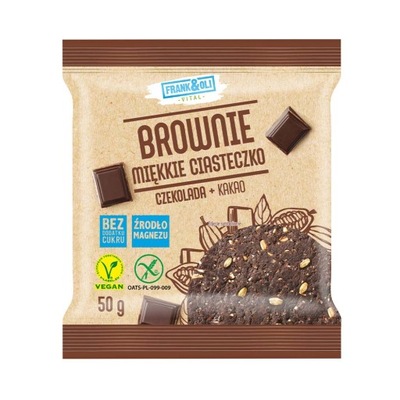 FRANK&OLI MIĘKKIE CIASTECZKO BROWNIE CZEKOLADA KAKAO BEZGLUTENOWE 50g