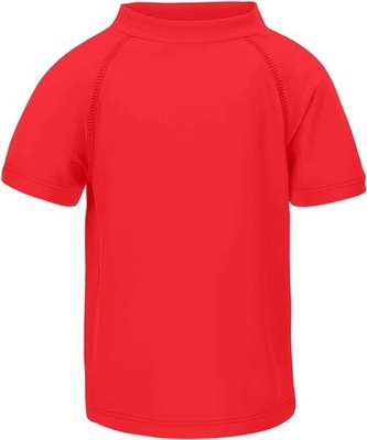 Koszulka kąpielowa dziecięca ochrona UV czerwona wiek 7-8 lat
