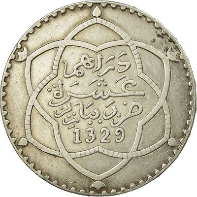 Moneta, Maroko, 'Abd al-Hafiz, Rial, 10 Dirhams, 1