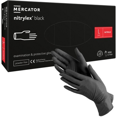 100x Rękawiczki Nitrylowe Rękawice Czarne NITRYLEX BLACK roz L / 8 - 9