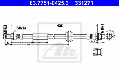 ATE 83.7751-0425 CABLE DE FRENADO ELÁSTICO  