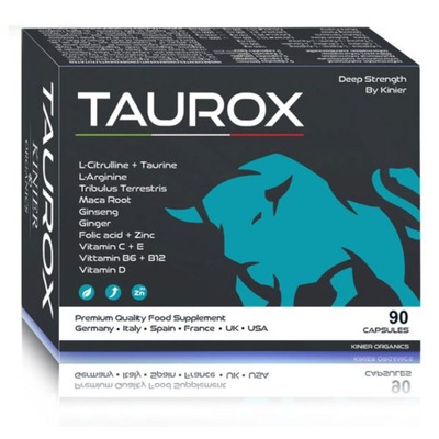 TAUROX Naturalny Booster Testosteronu Poprawa Masy Mięśniowej Libido 90 tab