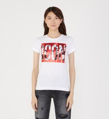 GUESS BIAŁY T-SHIRT PRINT (XS)