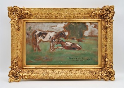 Wlastimil Hofman obraz Krowy na pastwisku 1907 rok