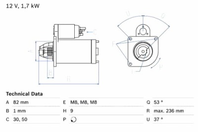 Bosch стартер fiat ducato 2.3d 07.06- фото №1
