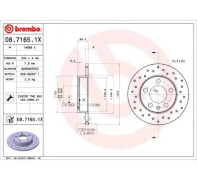 Brembo диск тормозная 230x9 p audi a1 фото №1