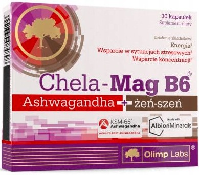 OLIMP Chela- Mag B6 ashwagandha żeń szeń 30 kapsułek