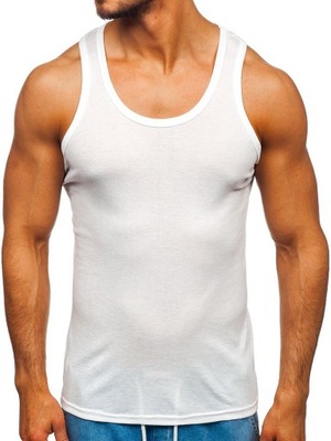 KOSZULKA TANK TOP MĘSKI BEZ NADRUKU BIAŁY NB001 DENLEY_XL