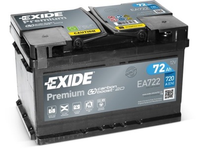 AKUMULIATORIUS EXIDE PREMIUM 12V 72AH 720A EA722 - 3 METAI GARANTIJOS 