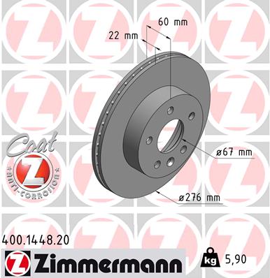 ZIMMERMANN 400.1448.20 DISKU STABDŽIŲ 