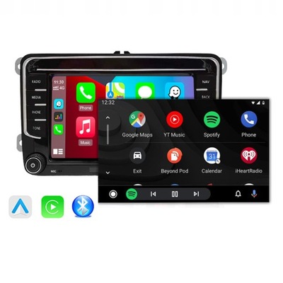 RADIO AUTOMOBILINIAI CARPLAY 7CALI ANDROID 13 VW SKODA OCTAVIA GOLF 5 6 TOURAN 