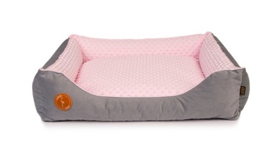 Różowa kanapa dla psa minky Lauren Design 80x70 cm