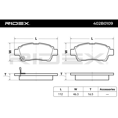 RIDEX 402B0109 ZAPATAS DE FRENADO PARTE DELANTERA  