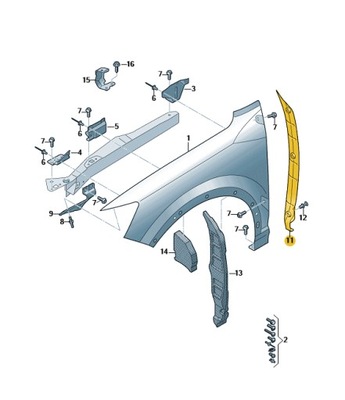 ELEMENTO ZAMYKAJACY ALETA PARTE DELANTERA DERECHA AUDI Q2 ASO  