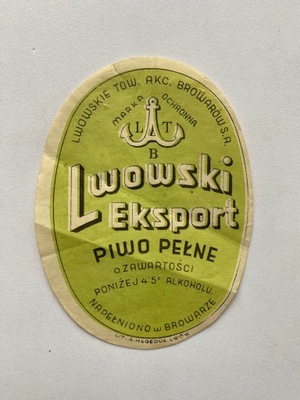 LWÓW LTAB LWOWSKIE EKSPORTOWE ETYKIETA PIWNA