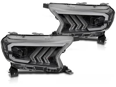 Ліхтарі  фари ford ranger v 16-22 чорний  трубка  full led drl dts фото №1