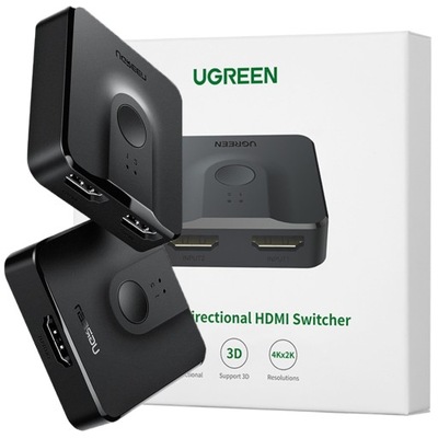 UGREEN SWITCH PRZEŁĄCZNIK ROZDZIELACZ HDMI - 2X HDMI 4K 60HZ CZARNY