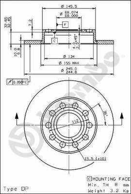 DISCO DE FRENADO AUDI A4 00-08 PARTE TRASERA  