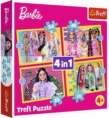 TREFL Puzzle 4w1 Wesoły Świat Barbie 34626
