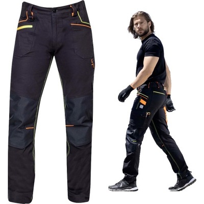 PANTALONES ROBOCZE MESKIE SLIM DOPASOWANE ARDON CREATRON H6650 NEGRAS R. 46  