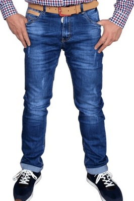 Spodnie męskie jeansowe+Pasek W 31 L32 Przetarcia