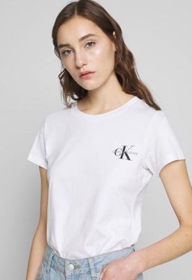 Calvin Klein Jeans T-shirt basic koszulka damska biała r. S