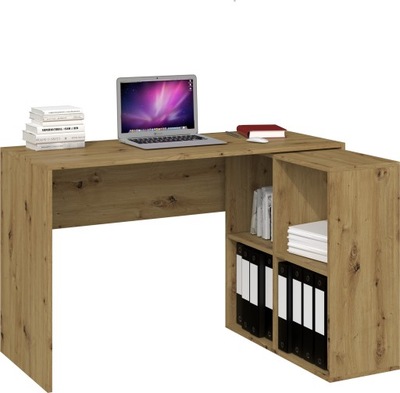 NAROŻNE BIURKO PLUS REGAŁ MALAX 2X2 DĄB ARTISAN