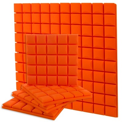 Panele akustyczne kostki wypukłe pomarańczowe 5cm pianka do przedpokoju