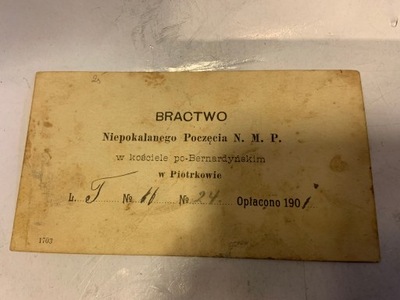 BRACTWO NIEPOKALANEGO POCZĘCIA NMP PIOTRKÓW II RP KARTA WSTĘPU