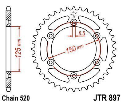 ENGRANAJE PARTE TRASERA JT 52-ZEBY KTM EXC 200 1998-2016  