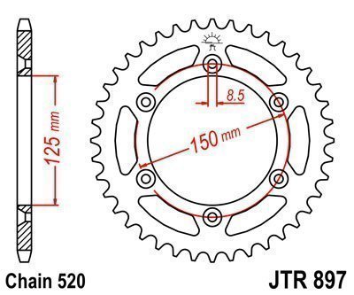 ЗУБЧАТКА ЗАДНЯ JT 52-ZĘBY KTM STING 125 1997-2000