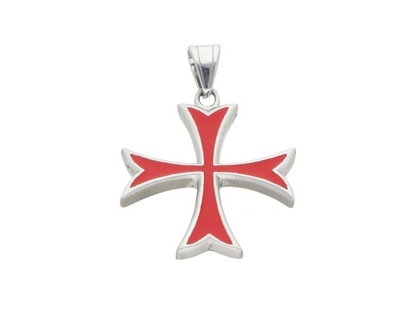 Zawieszka Templariuszy z krzyżem srebrno-czerwonym