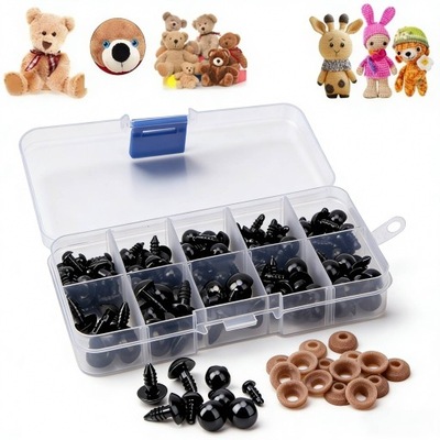 OCZY OCZKA DO MASKOTEK ZABAWEK BEZPIECZNE WYMIENNE 6-12mm 100SZT OCZKA ETUI