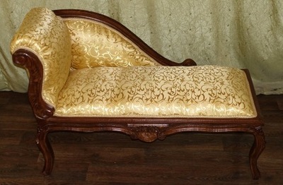 Mini Szezlong Sofa Baby Fotel Kanapa Siedzisko Retro Orzech Złoto