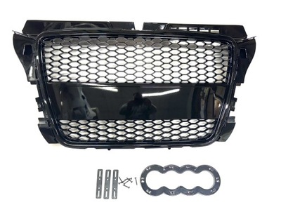 Решётка радиатора решётка радиатора audi a3 8p lift 08-12 rs look full black фото №1