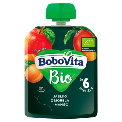 BOBOVITA Bio Jabłko, morela, mango, 80g
