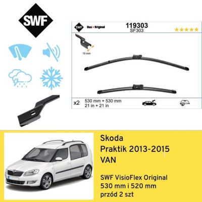 WIPER BLADES FRONT FOR SKODA PRAKTIK VAN (2013-2015) SWF  