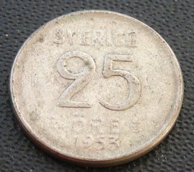 SZWECJA - GUSTAW VI - 25 ORE 1953 r.- srebro Ag (3