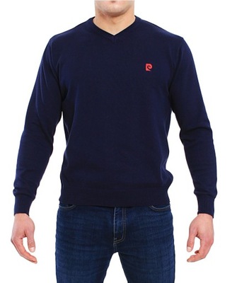 Sweter Pierre Cardin V-neck Granatowy Logo L