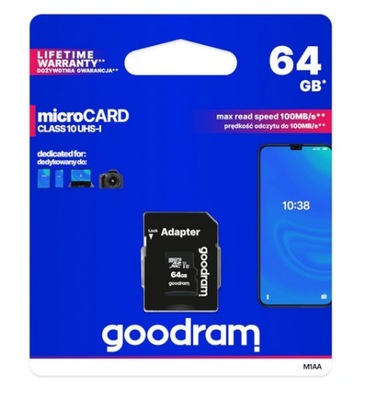 KARTA PAMIĘCI MICRO SD 64GB CLASS 10 UHS-I GOODRAM