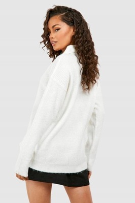 Boohoo NG6 omj biały klasyczny luźny sweter stójka zip M