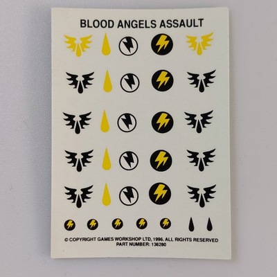 Blood Angels Assault Transfer Sheet Kalkomanie Artefakt