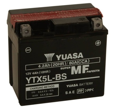 АКУМУЛЯТОР МОТОЦИКЛЕТНИЙ YUASA YTX5L-BS 4.2AH 80A URUCHOMIONY!!!