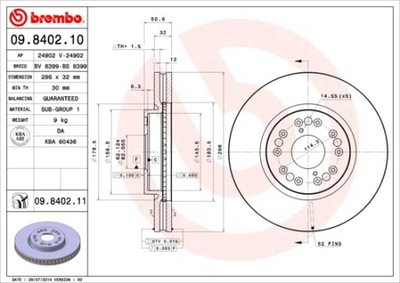 BREMBO 09.8402.11 ДИСК ТОРМОЗНОЙ