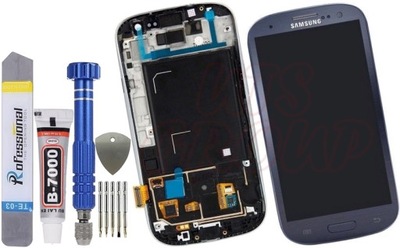 Wyświetlacz LCD Samsung S3 i9300 Ramka Granatowy