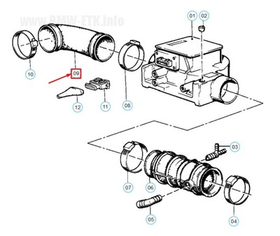 Bmw 6 e24 air flow датчик шланг 13711276714 1276714 original фото №1